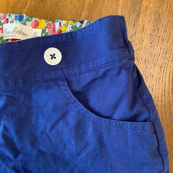 MINI BODEN Sailor Shorts Girls 11y 11 146cm Solid Blue Short Nautical Buttons - Picture 3 of 4